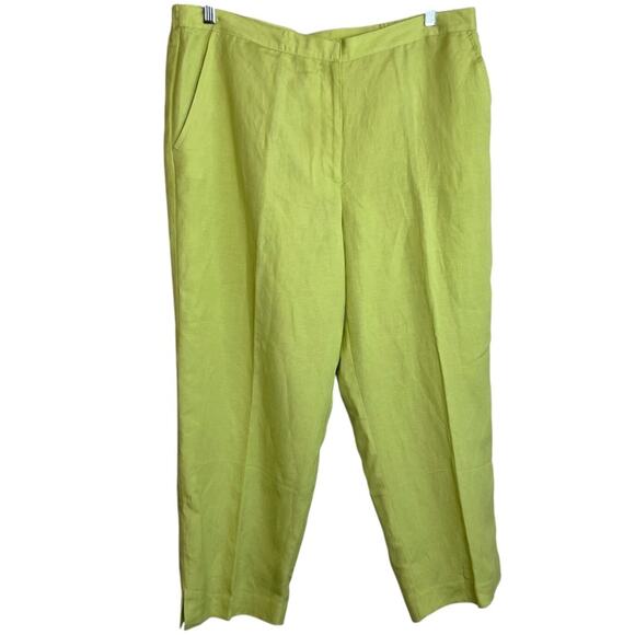 Ruby Rd Womens Linen Blend Pants Size 18 Bright Green Lined Pockets Artsy - Picture 1 of 6